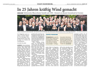 4. Juli 2015 - Quelle: Nordwest-Zeitung, Oldenburg